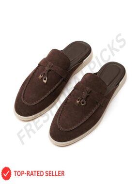 Faux Suede Flat Mules Pointed Toe Slip-On Tassel Casual Shoes